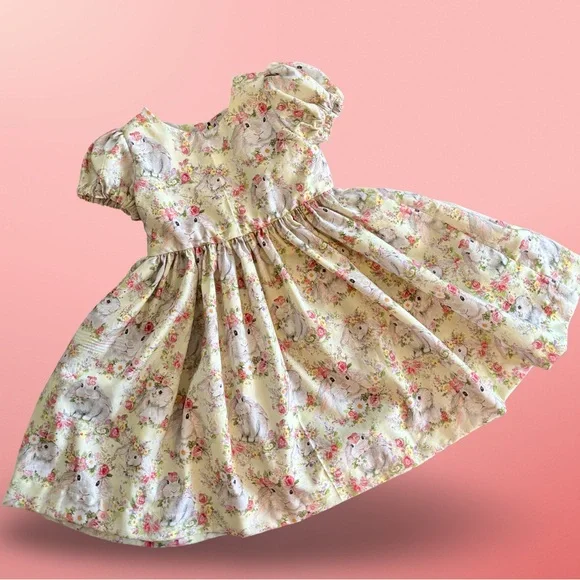 Miss Smarty Pants New Hand Crafted Yellow Easter Dress with Bunnies Size 4T - Picture 5 of 6